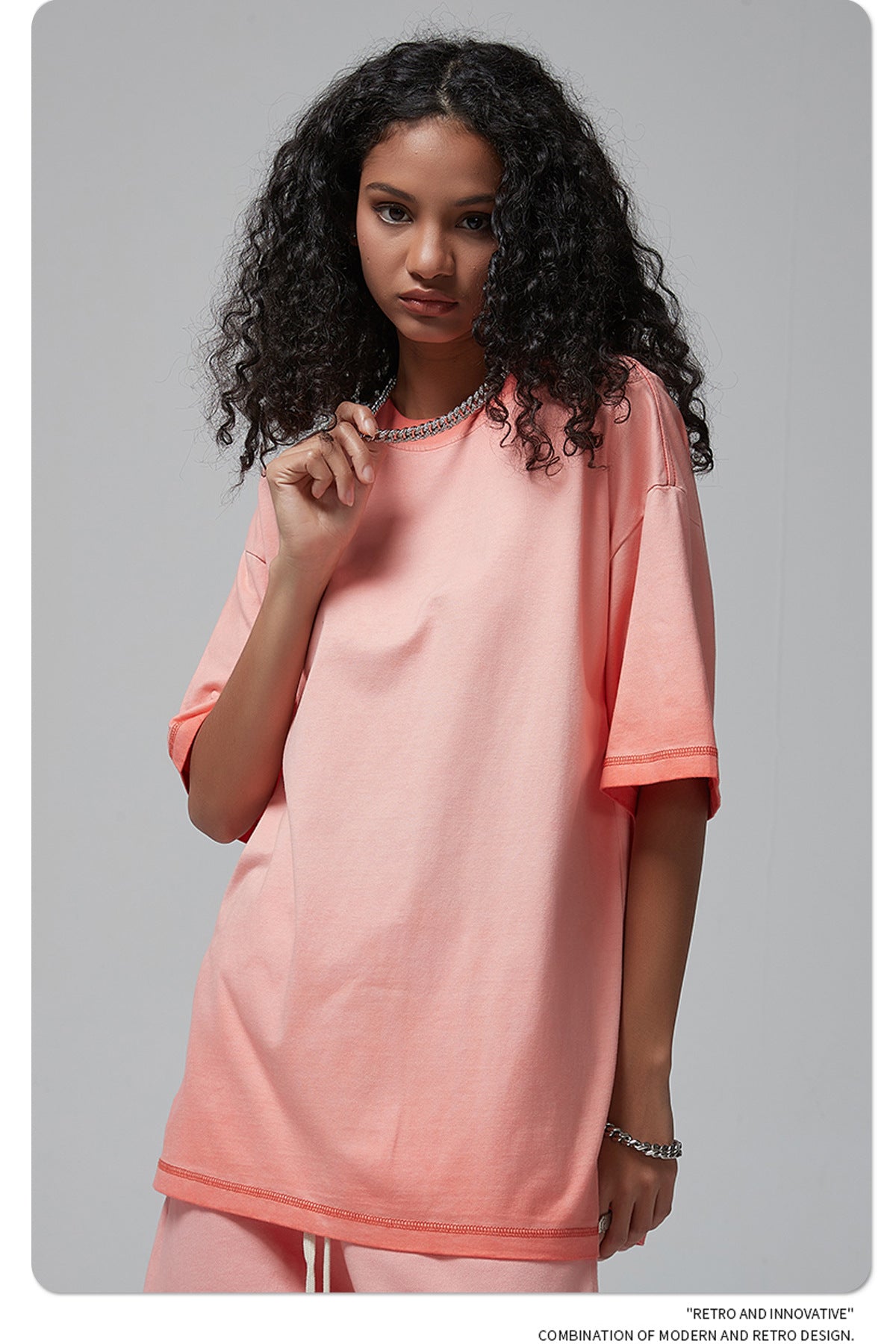 Vintage Dyed Oversize Short-sleeve T-shirt & Vintage Dyed Short Sweatpants Setup WN6642