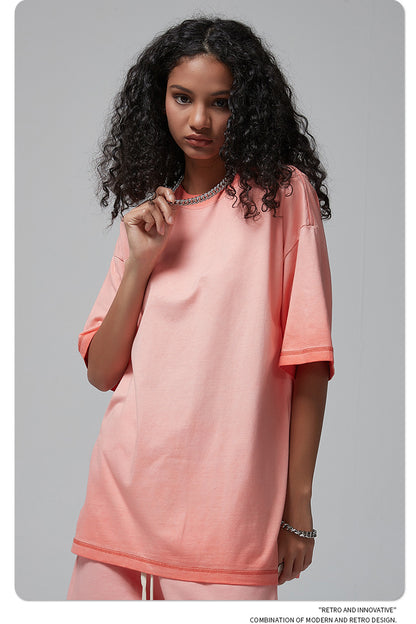 Vintage Dyed Oversize Short-sleeve T-shirt & Vintage Dyed Short Sweatpants Setup WN6642