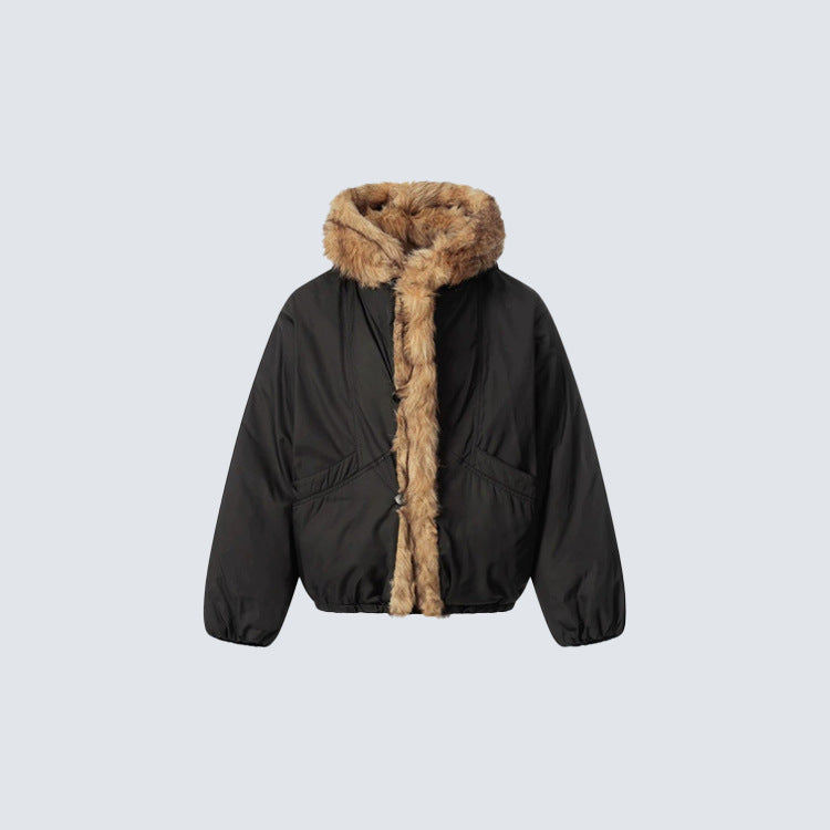 Fake Fur Trim Hooded Oversize Puffer Jacket WN27923