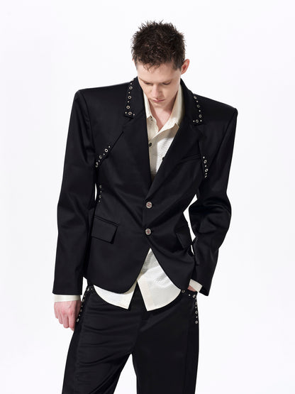 Deconstructed Waist-Cinched Tailored Jacket & Trousers Setup WN23274