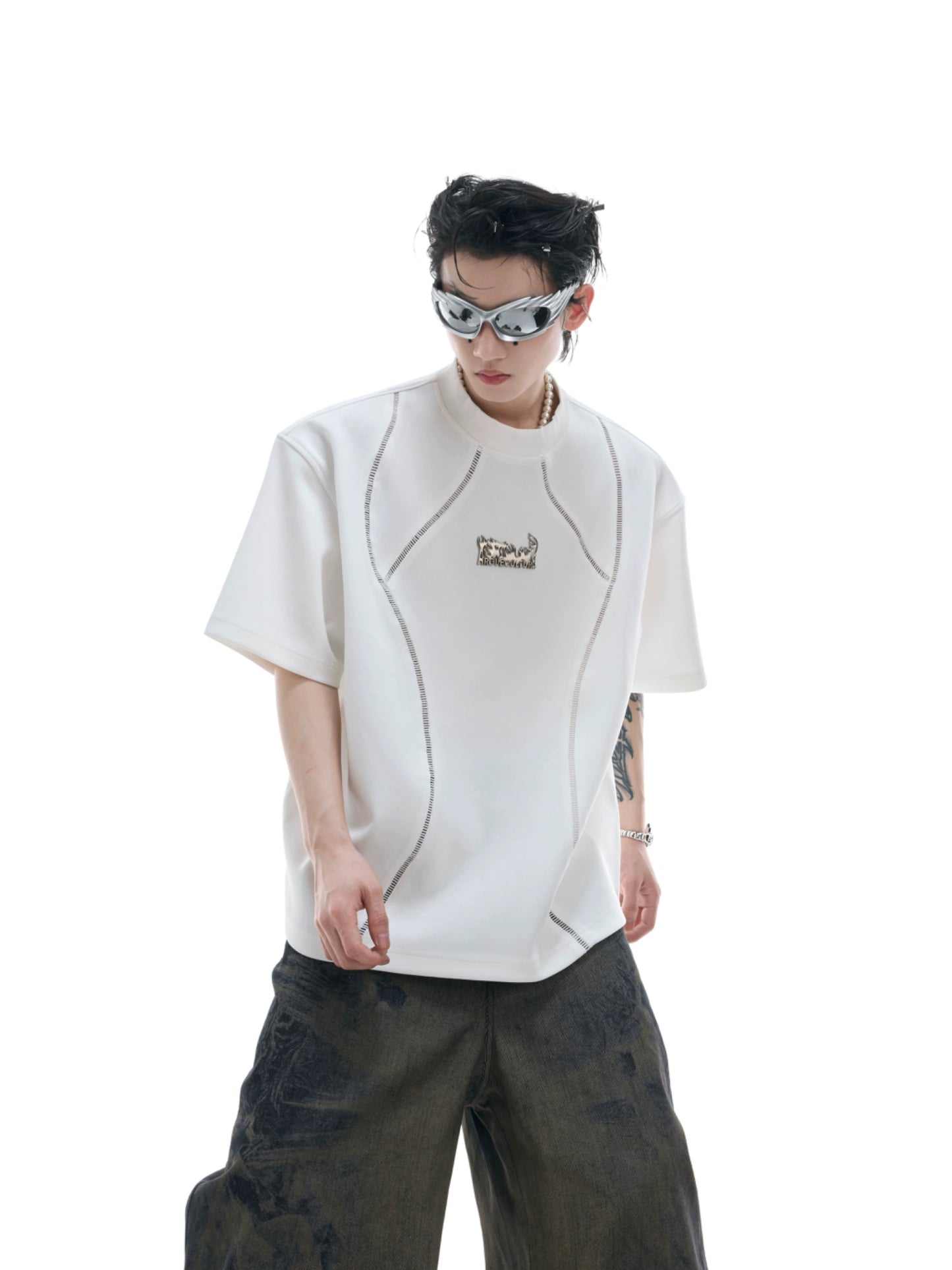 Deconstructed Metal Detail Short Sleeve T-Shirt WN18387