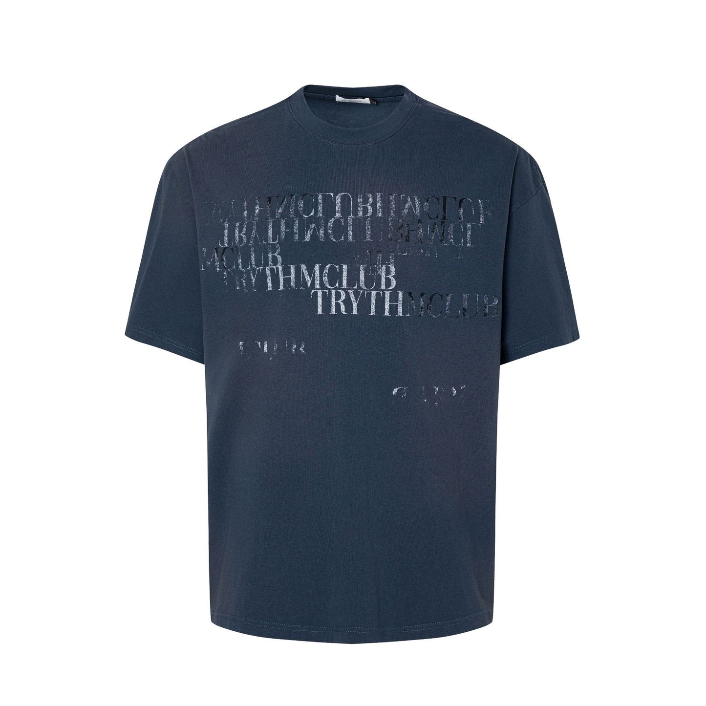 Dirty Washed Letter Print Oversize Short Sleeve T-Shirt WN26107