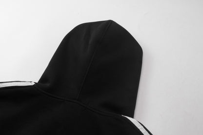Stripe Zipper Hoodie & Wide Leg Drawstring Sweatpants Setup WN27993