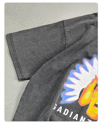 Washed Graphic Print Oversize Short Sleeve T-Shirt WN16249