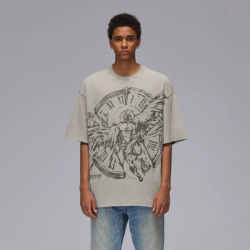 Graffiti Art Washed Print Oversize Short Sleeve T-Shirt WN17834
