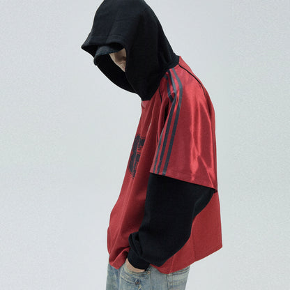 Oversize Fake Layered Sporty Hoodie WN8764