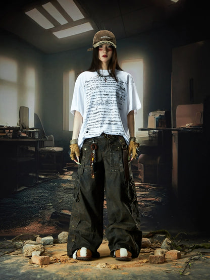 Letter Print Design Oversize Short Sleeve T-Shirt WN18496