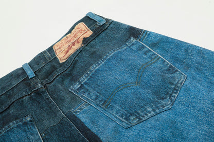 Washed Irregular Print Wide Leg Curved Denim Jeans WN25883