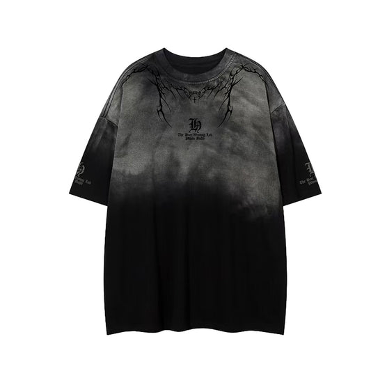 Gradient Thorn Print Short Sleeve T-Shirt WN25510