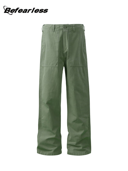 Washed Straight Wide Leg Work Pants WN26378