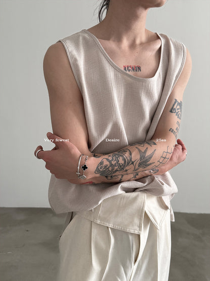 Draping Oversize Sleeveless T-Shirt WN15290