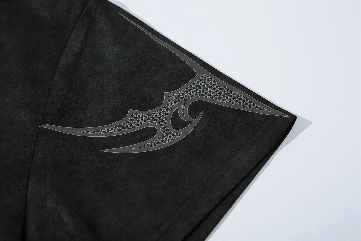 Suede Graffiti Print Oversize Short Sleeve T-Shirt WN15117