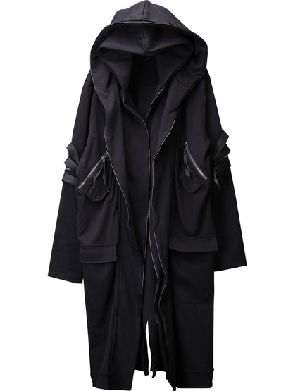Functional Multi-Pocket Hooded Zipper Coat WN22575
