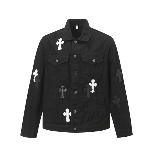 Oversize Cross Design Denim Jacket WN14033