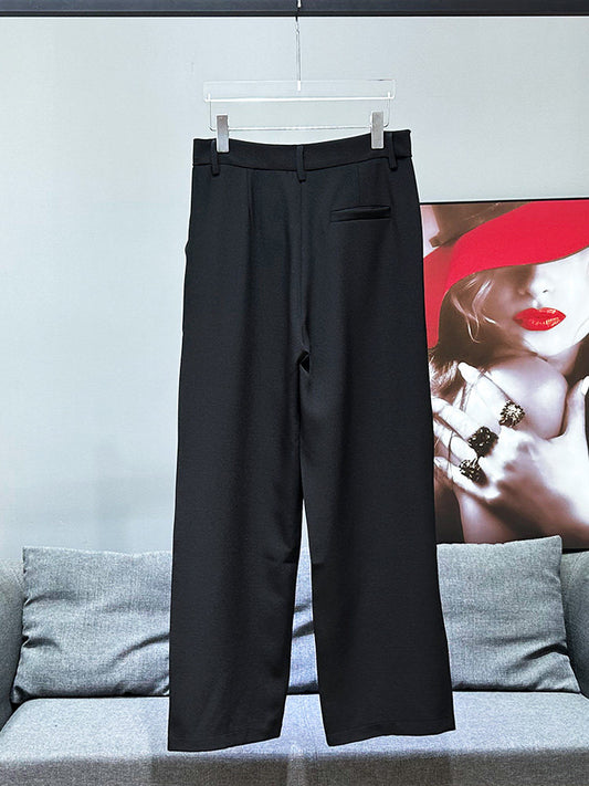Studs Pleats Straight Trousers WN23899