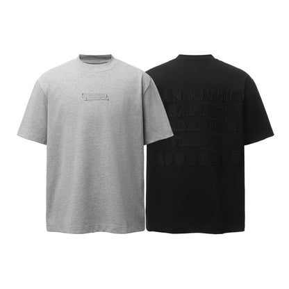 Letter Applique Embroidery Oversize Short Sleeve T-Shirt WN26856