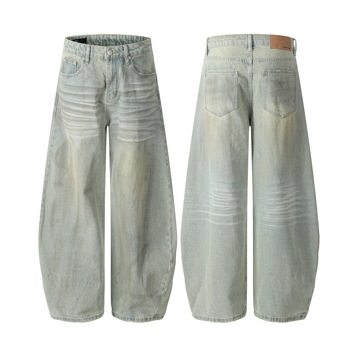 Washed Wide Leg Curved Denim Jeans WN23032