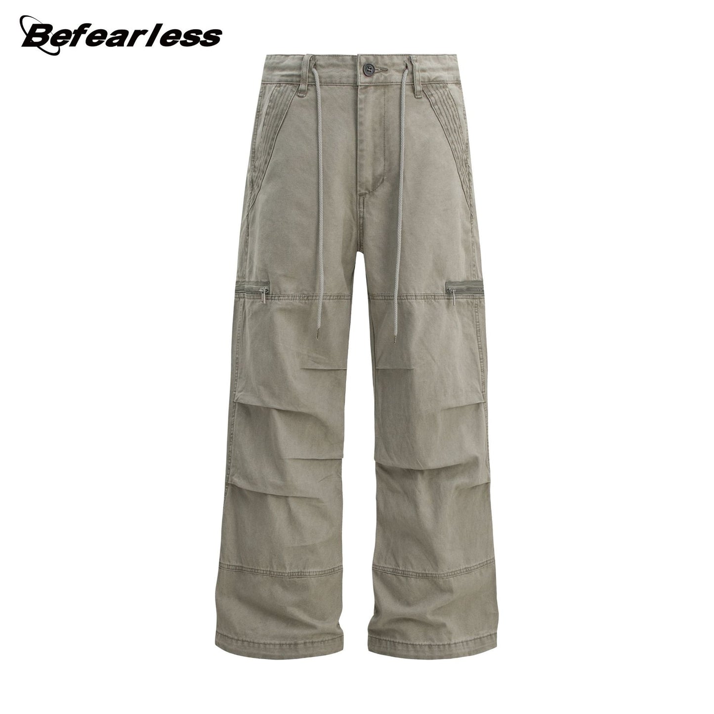 Heavyweight Washed Pleats Wide Leg Cargo Pants WN26307
