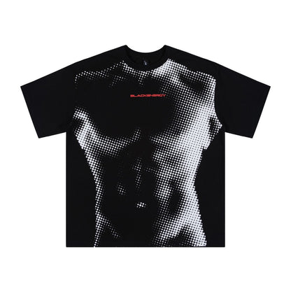 Halftone Portrait Digital Print Heavyweight Short Sleeve T-Shirt WN27897