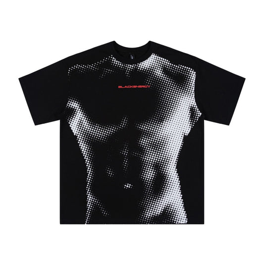 Halftone Portrait Digital Print Heavyweight Short Sleeve T-Shirt WN27897