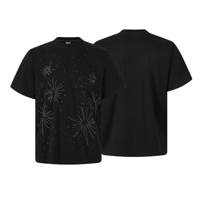 Rhinestone Starburst Print Short Sleeve T-Shirt WN25720