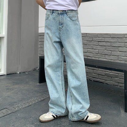 Washed Straight Denim Jeans WN24981