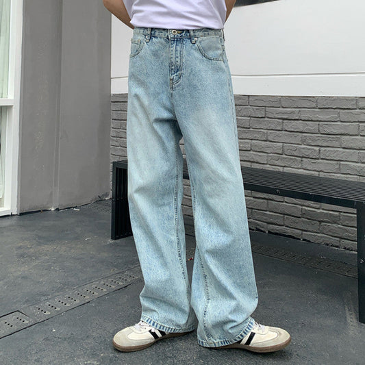 Washed Straight Denim Jeans WN24981