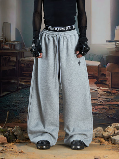 Double-Waistband Embroidery Sporty Pants WN21345