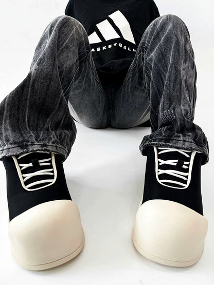 Large Round Toe Chunky Sole Canvas Shoes WN19159