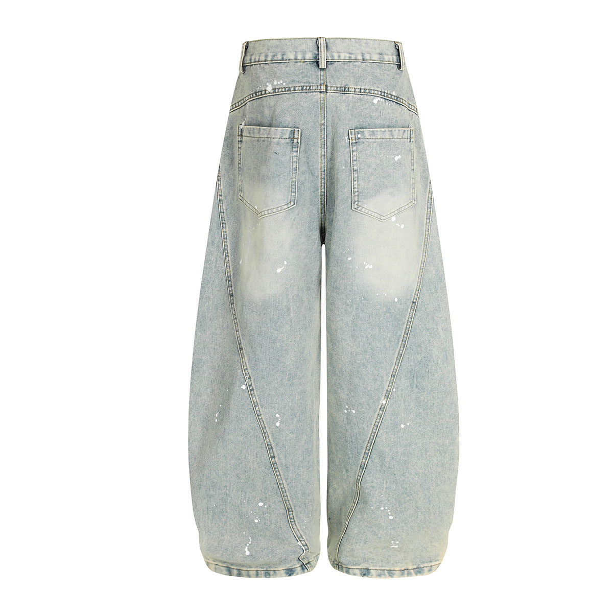Ink Print Washed Wide Leg Curved Denim Jeans WN23030