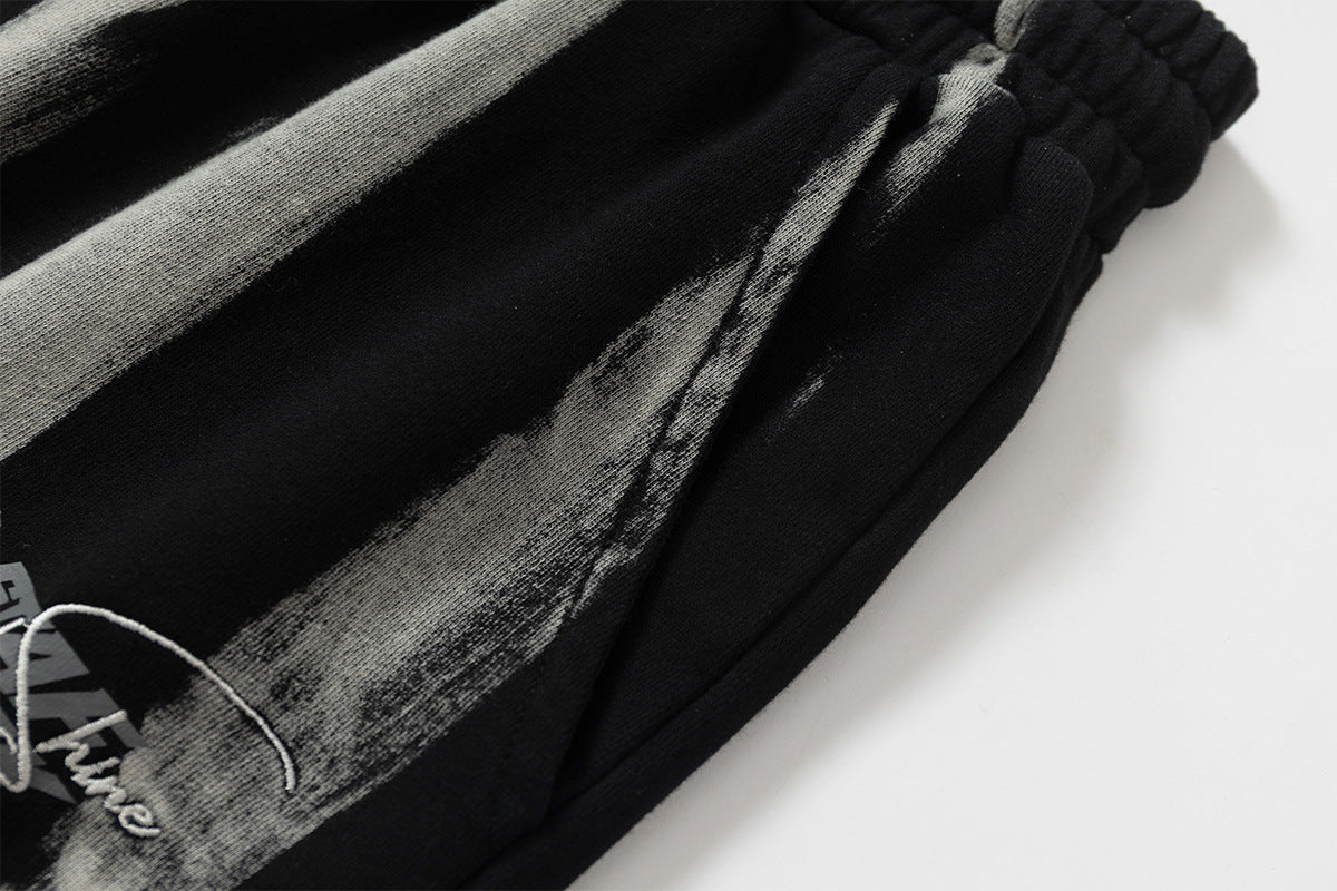 Drawstring Wash Tie-Dye Damage Half Sweatpants WN25589