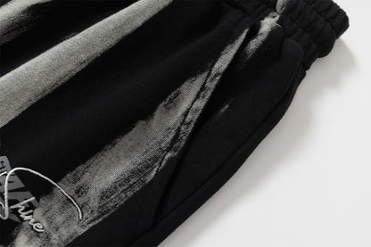 Drawstring Wash Tie-Dye Damage Half Sweatpants WN25589