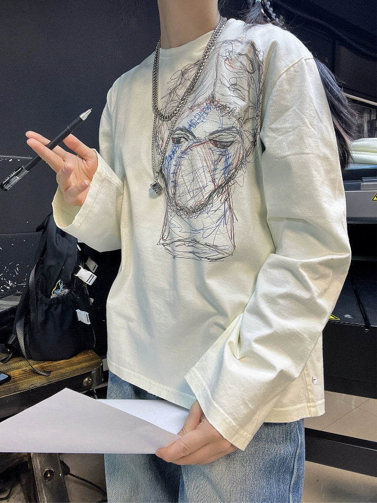 Graphic Design Oversize Long Sleeve T-Shirt WN16739