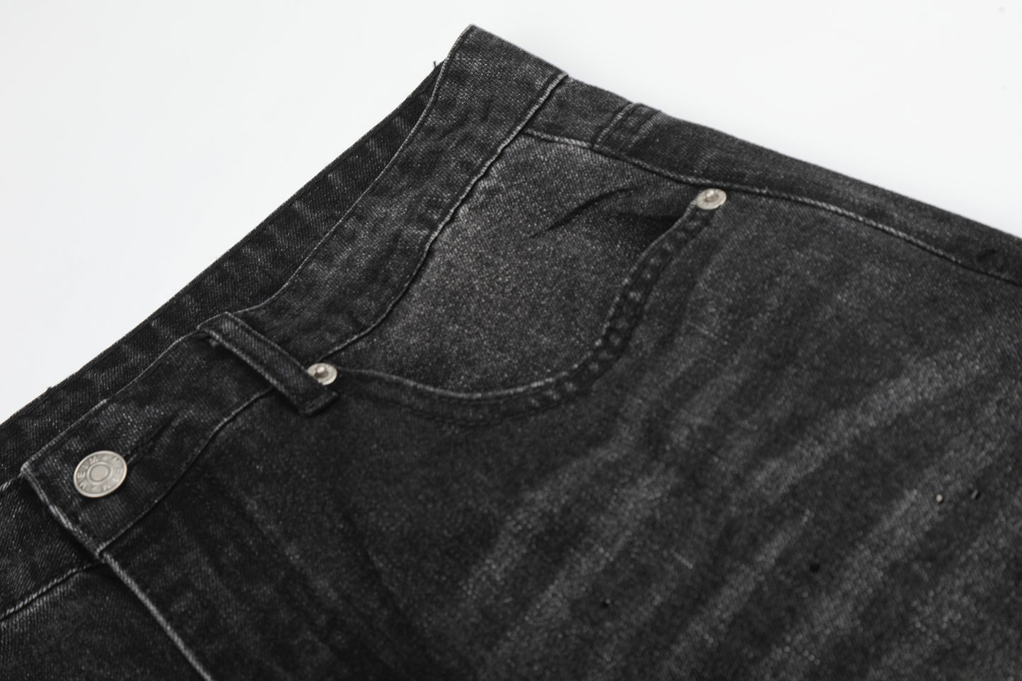 Washed Rhinestone Barrel Denim Jeans WN26102
