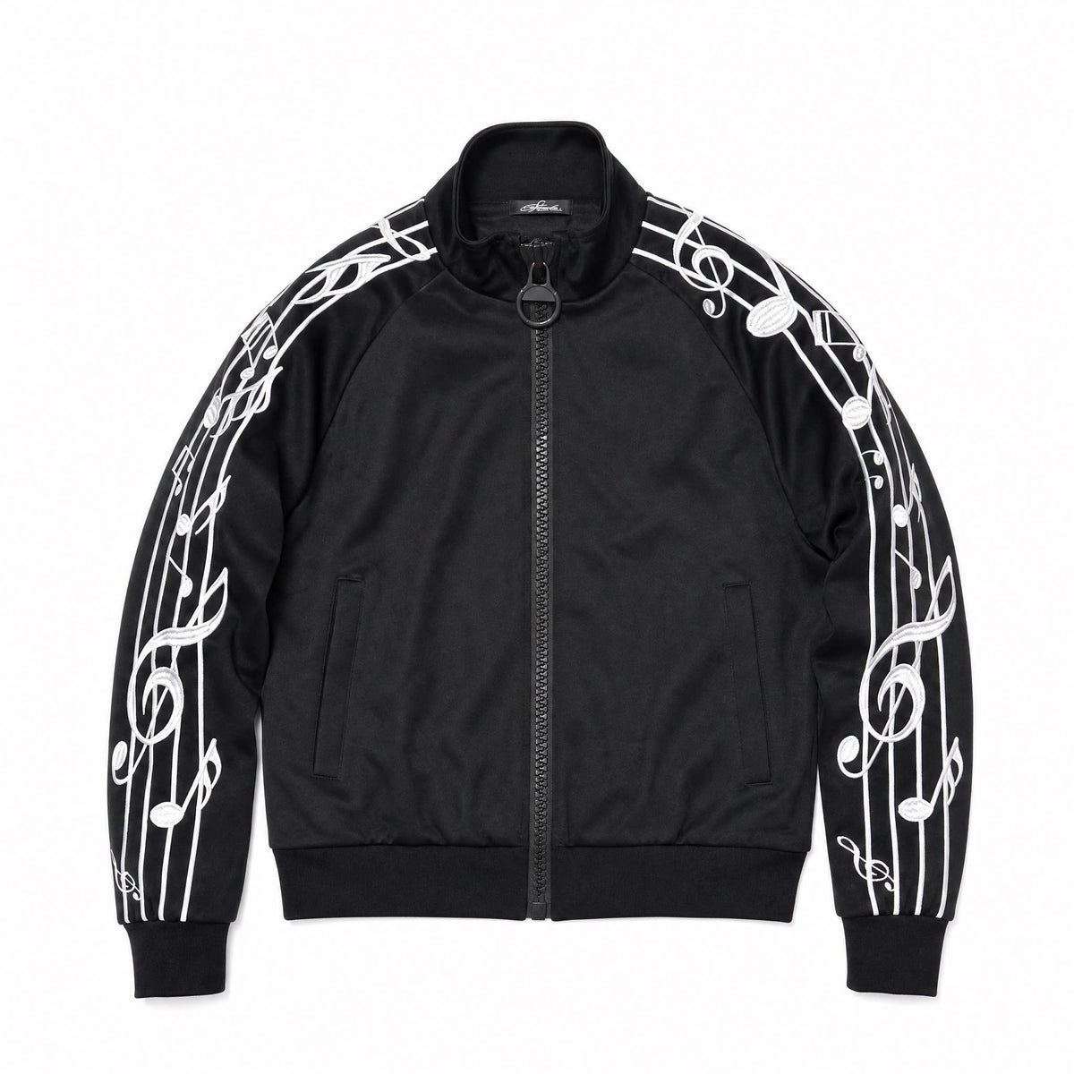 Raglan Music Note Graphic Print Zipper Jacket WN27205