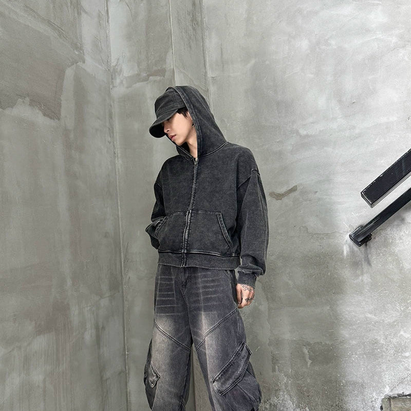 Washed Oversize Zipper Hoodie WN21165