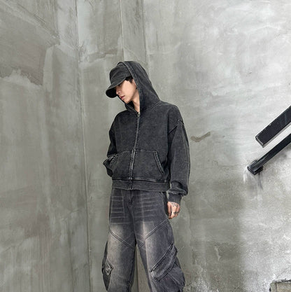 Washed Oversize Zipper Hoodie WN21165