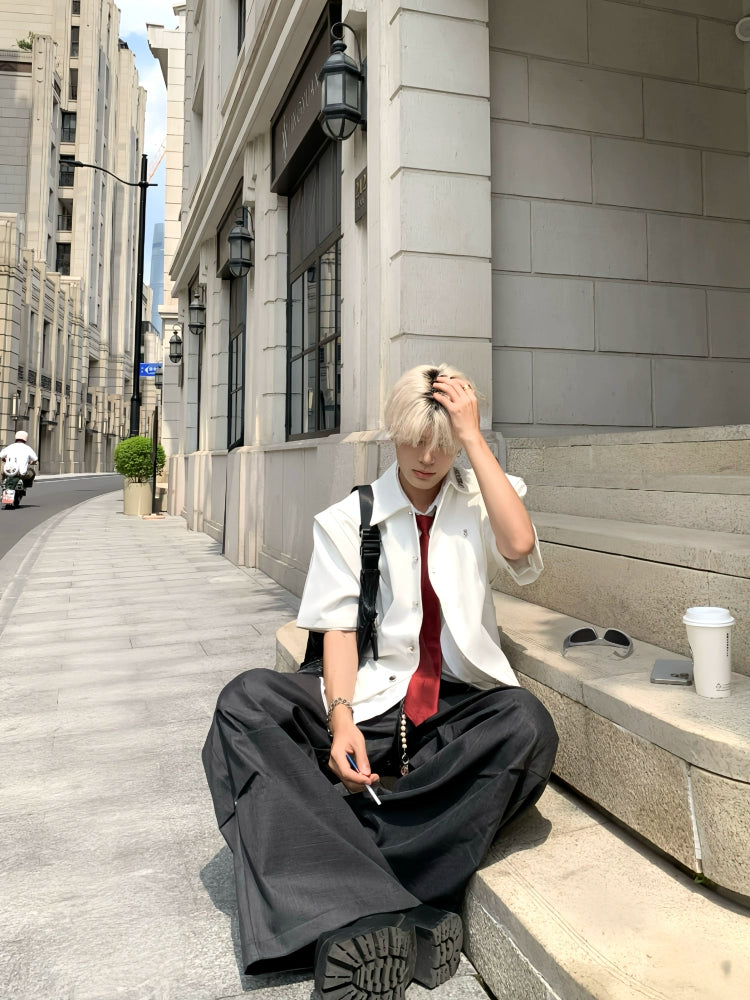 Double-Layer Stand-Collar Long & Short Sleeve Shirt WN19725