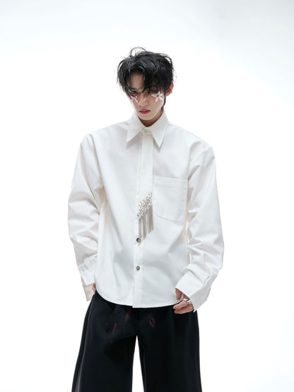 Plain Color Long Sleeve Shirt & Tie WN20536