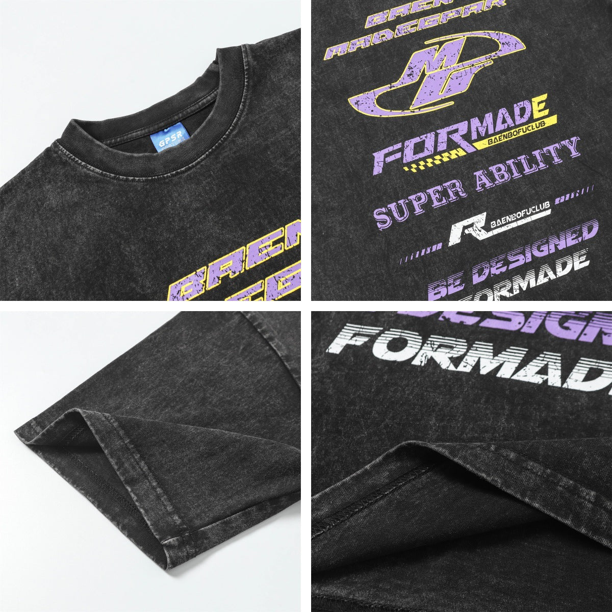 Washed Letter Print Oversize Short Sleeve T-Shirt WN15064