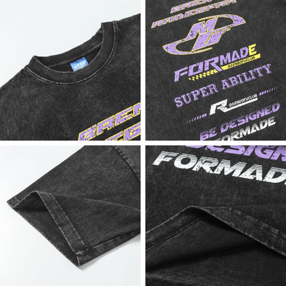 Washed Letter Print Oversize Short Sleeve T-Shirt WN15064