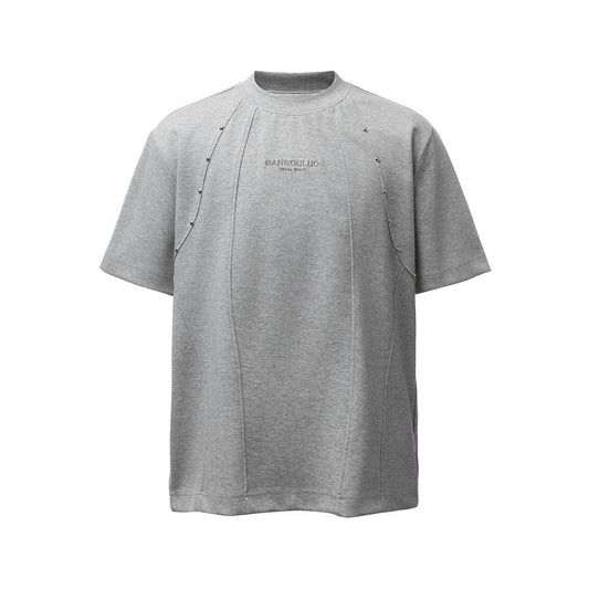 Heavyweight Double Yarn Deconstruction Beads Oversize Short Sleeve T-Shirt WN26083