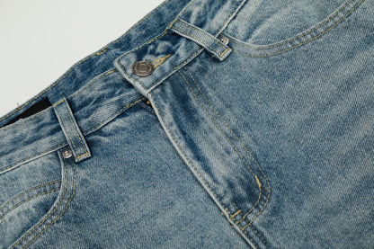 Washed Side Stripe Curved Denim Jeans WN26151