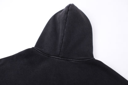 Washed Spray Paint Letter Print Oversize Pullover Hoodie WN11461