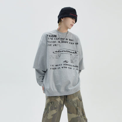 Double Layered Oversize Round Neck Sweatshirt WN8814