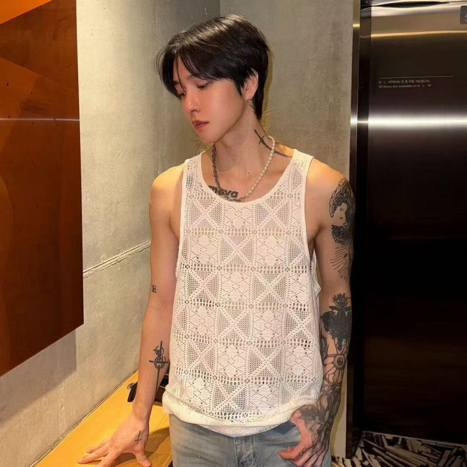 Mesh Diamond Pattern Tank Top WN28072