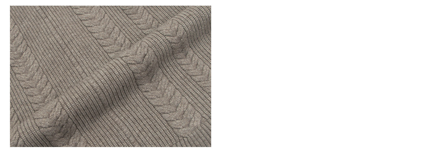 Heavyweight Cable-Knit High-Neck Zip-Up Oversize Knit Cardigan WN26314