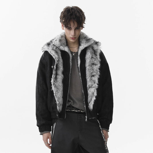 Fake Fur Collar Fleece Lining Puffer Jacket WN21859