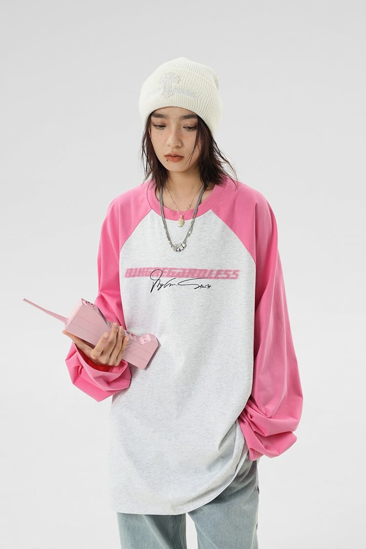 Oversize Cotton Raglan Long Sleeve T-Shirt WN9760