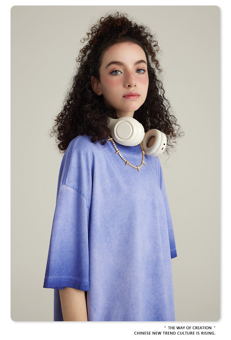 Washed Gradient Pure Cotton Sleeveless T-Shirt WN6075